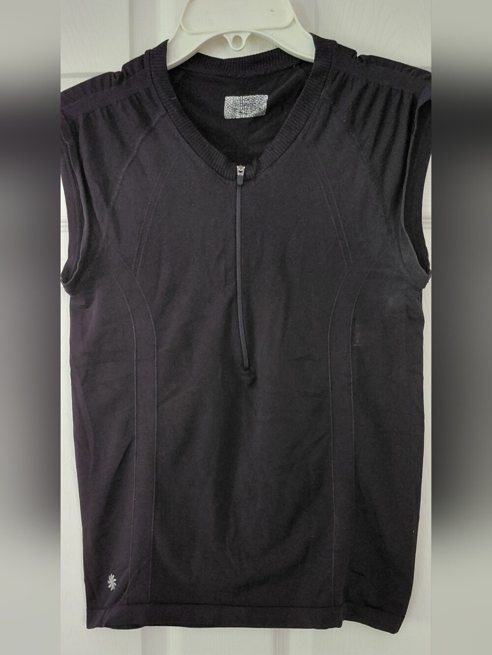Athleta Black Sleeveless Zip-Front Athletic Top